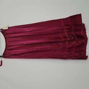 NWT Ohm Lingerie Style Trimmed Satin Maxi Skirt Size Small Dark Raspberry